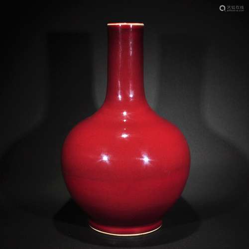 Qianlong Mark, A Red Glaze Globular Vase