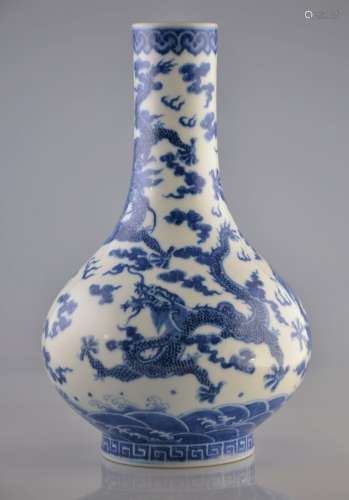 Guangxu Mark, A Blue and White Dragon Vase