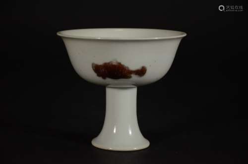 Yongzheng Mark, A Copper Red Fish Stem Cup