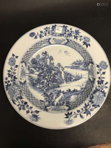Large Chinese Blue and White Dish