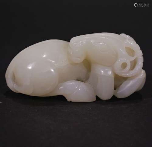 A Carved Hetian Jade Goat