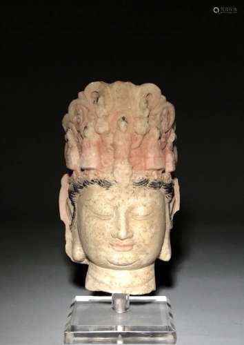 A Carved Stone Guanyin Head