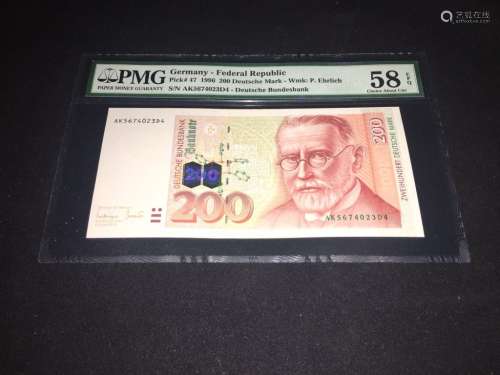 Germany-Federal Republic 200 Deutsche Bundesbank with PMG