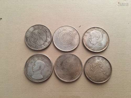 6 Chinese Silver Coins