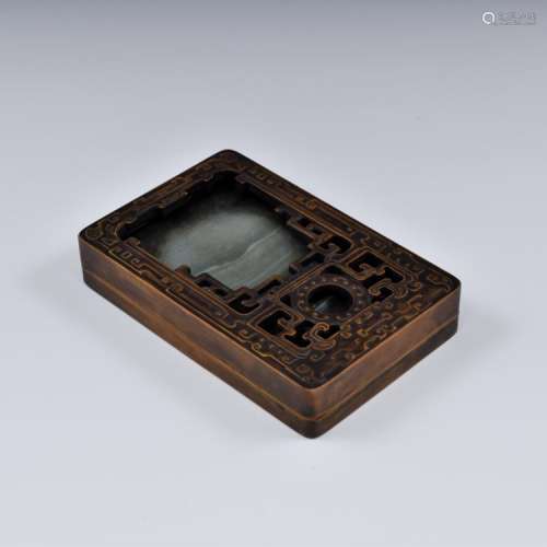 OPEN WORKS CARVED DUAN INK STONE AND COVER