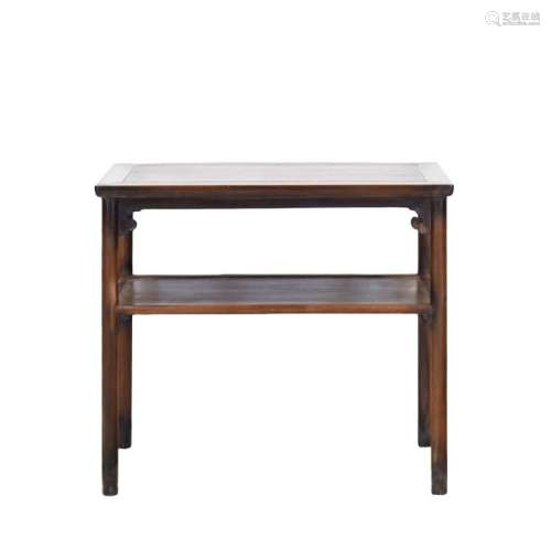 18TH C CHINESE HUANGHUALI DOUBLE DECK ALTAR TABLE