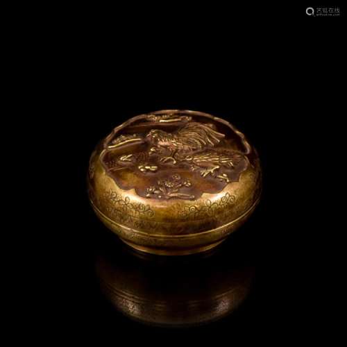 CHINESE JIAQING GILT SILVER ROOSTER TRINKET BOX