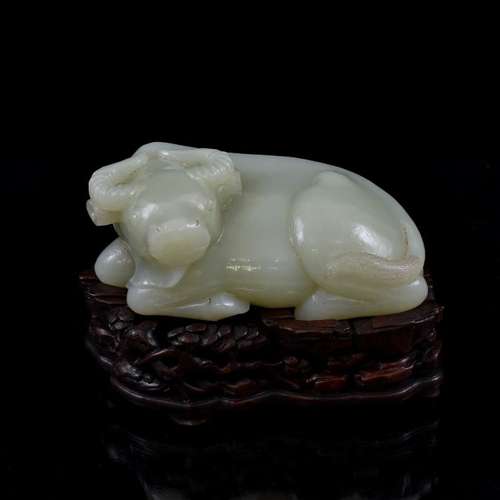 CHINESE JADE WATER BUFFALO SCULPTURE