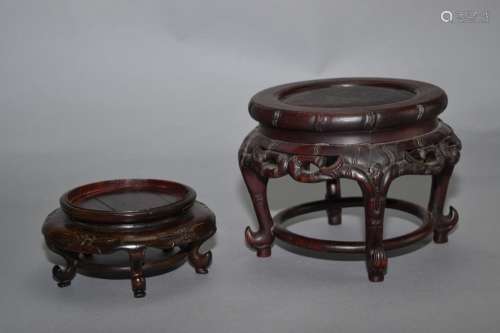 Two Chinese Wood Carved Stands