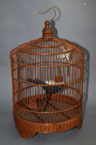 Chinese Bamboo Carved Bird Cage