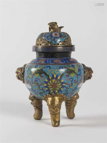 CHINE vase tripode en bronze cloisonné à…