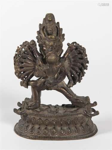 Tibet divinité en bronze H : 21cm