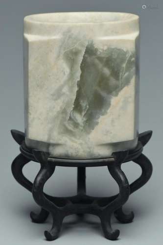 NEOLITHIC PERIOD QIJIA CULTURE JADE CONG & STAND