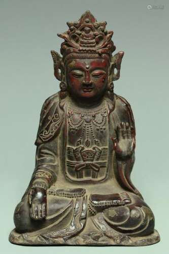 A LACQUERED BRONZE FIGURE OF BUDDHA
