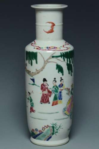 A FAMILLE ROSE FIGURE SUBJECT VASE