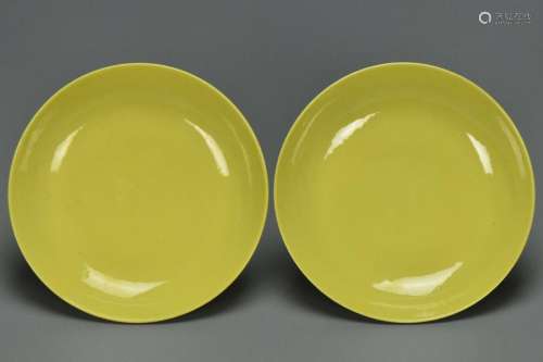 A PAIR OF QING DYNASTY DISHES QIANLONG MARK