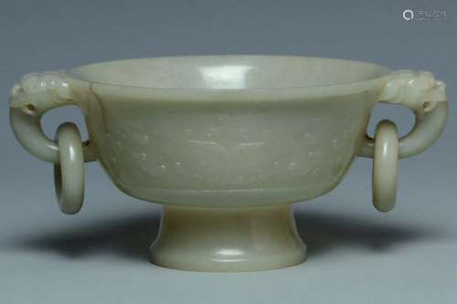 A QING DYNASTY ARCHAISTIC JADE CUP
