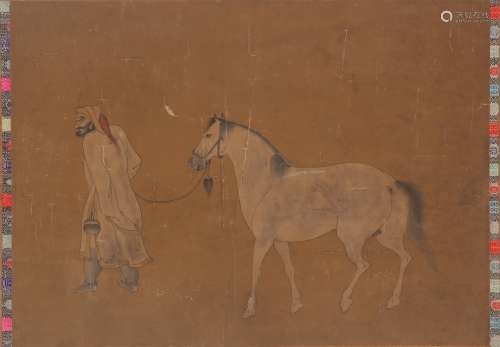CHINESE PAINTING OF MAN AND HORSE