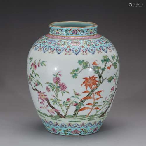 CHINESE FAMILLE ROSE FLOWER VASE, QING GUANGXU