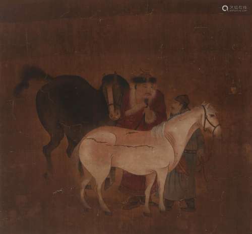 CHINESE PAINTING OF MAN AND HORSE
