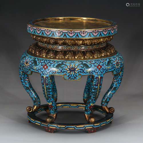 CHINESE QING DYNASTY CLOISONNE STAND