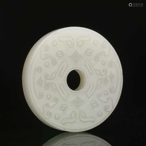 CHINESE WHITE JADE BI PENDANT