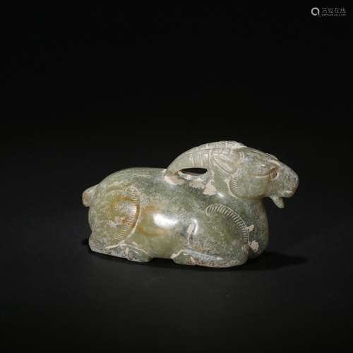 CHINESE ARCHAIC JADE RAM