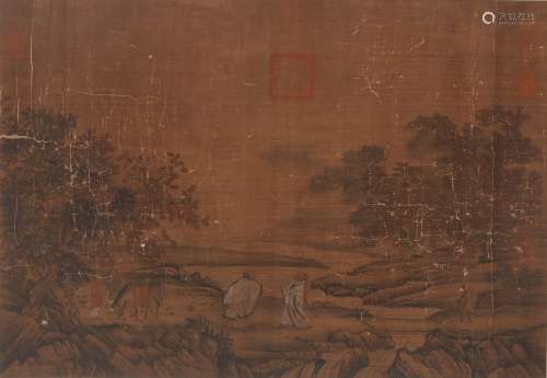 CHINESE PAINTING OF LANDSCAPE WITH SEALS AND MARKS