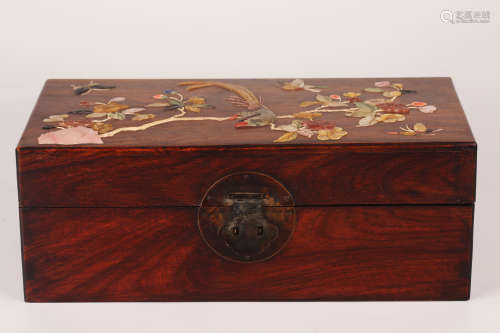 A Chinese Carved Huanghuali Wood Box