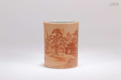 A Chinese Famille Rose Porcelain Brush Pot