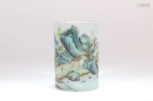 A Chinese Famille Rose Porcelain Brush Pot