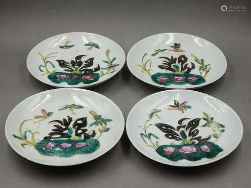 A Set of Four Chinese Famille Rose Porcelain Plates