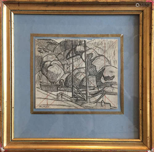 André LHOTE (1885-1962) Marine Crayon sur papier Signé en bas à gauche 12 x 14 cm