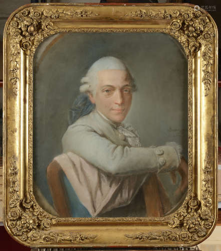 ECOLE FRANCAISE du XVIIIème siècle Portrait de gentilhomme Pastel signé à droite au milieu BARAT et daté 1776 ? 61 x 51 cm  (à vue) (quelques piqures)