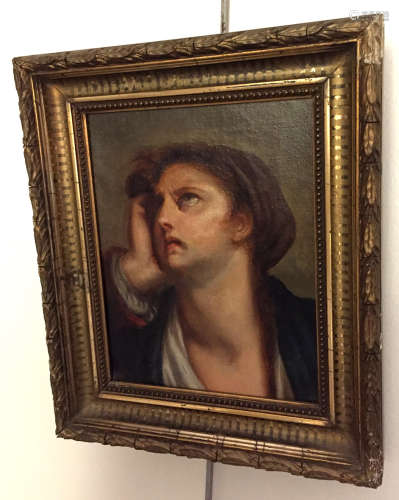 ECOLE FRANCAISE XIXème siècle Jeune homme songeur Huile sur toile 22 x 16 cm