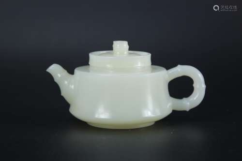Chinese Hetian white jade teapot