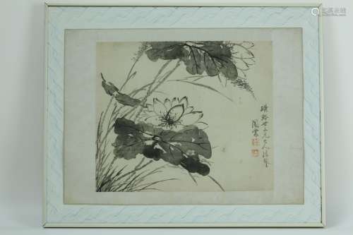 Chinese caligraphy painting of Lotus by Zhou Tang