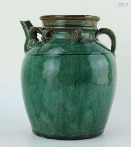 Chinese green glazed pot by Qing Shi Wan kiln (Clear Stone Bay Kiln)