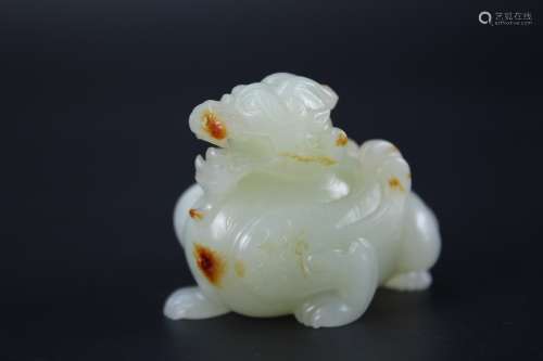 Chinese hetian white jade mystical dragon pendant