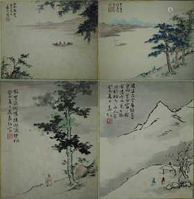 A collection of four piece Chinese painting by Wu Jia Xing