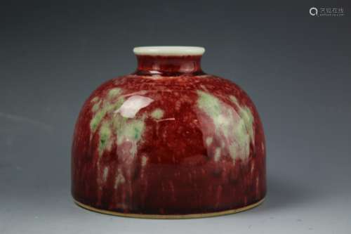 Chinese Red-glazed Zun porcelain pot with Kangxi mark