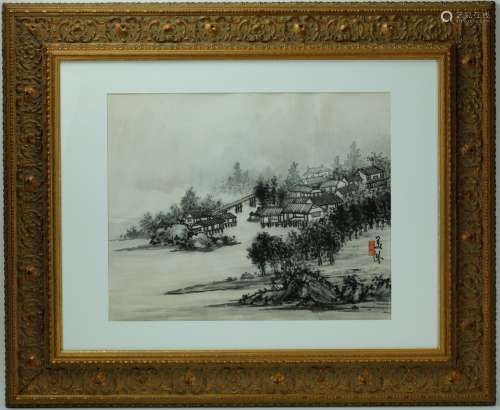 A very rare Chinese landscape painting by Song Mei-Ling, Wife of Generalissimo Chiang Kai-Shek