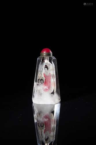 CRYSTAL MAIDED FIGURE SNUFF BOTTLE