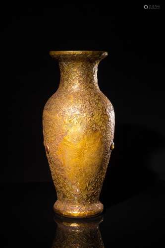 COLORED GLAZE GOLD COVERED VASE