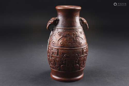 BAMBOO CARVED BINAURAL BOTTLE