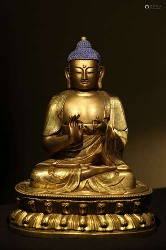 BRONZE GILDING SAKYAMUNI FIGURE