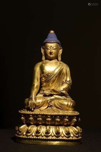 BRONZE GILDING SAKYAMUNI FIGURE