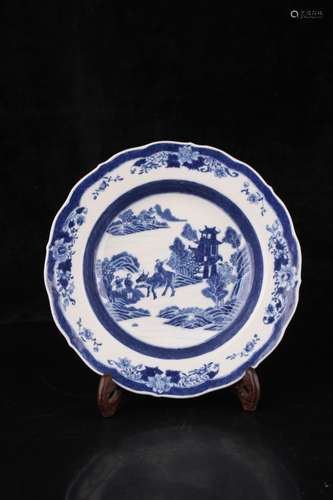 BLUE AND WHITE SHEPHERD BOY PLATE