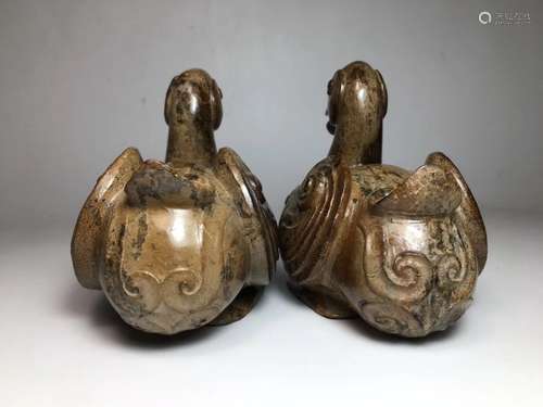 HETIAN JADE SWAN DECORATION (PAIR)