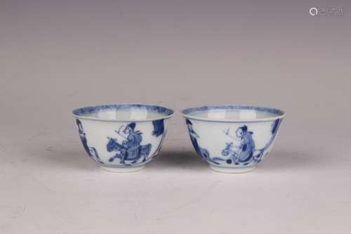 BLUE AND WHITE TEA CUPS (PAIR)